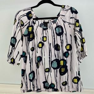 Ann Taylor white mod blouse 3/4 length sleeves